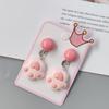 Aretes colgantes de resina acrílica para niños estilo coreano, lindos, con forma de flor de arcoíris, lazo, corazón, dibujos animados, clip para la oreja