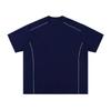 Marca Americana Trendy Casual Color Puro Empalme de Líneas Manga Corta Verano Simple y Versátil Camiseta Holgada de Algodón Tops de Mujer