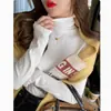 Nova camisa básica feminina de gola alta para outono e inverno, suéter de tricô com toque sofisticado, top de gola alta na cor damasco, tamanho único