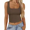 Camisola de Tirantes Transfronteriza Europea y Americana para Amazon para Chicas Atrevidas, Ropa de Abrigo de Verano, Cuello Cuadrado, Corta, Sin Mangas, Top de Ropa Interior para Mujer