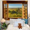 Tapiz de pared con diseño de paisaje de ventana para colgar en la pared, ideal para dormitorio, mesita de noche, decoración del hogar