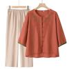 Ropa de Mamá 2025 Nuevo Verano Tops de Ramio de Alta Gama Estilo Noble Retro Verano Fresco Transpirable Camisas Sueltas