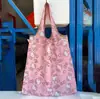 Bolsa de compras feminina de nylon, prática e portátil, para compras em lojas, supermercados, bolsa de ombro para compras, pode ser Vendida no Atacado