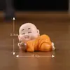 Paisagem miniatura criativa travessa quatro-não mongezinho Zen acessórios decorativos, pequena estatueta de monge para carro, desktop ou mesa de chá