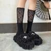 Calcetines de encaje de agárico para mujer, estilo ballet, para primavera y verano, con encaje de agárico.