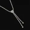 Nuevo Conjunto de Aretes y Collar para Mujer, Cadena Sencilla y Exquisita de Diamante para Clavícula Colgante Cadena Corta para el Cuello Venta Directa de Fábrica N187