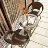 Juego de mesa y sillas pequeñas para balcón con sillas de ratán, juego combinado de tres piezas, mesa y sillas de té para ocio al aire libre, silla impermeable para patio exterior con respaldo