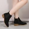 Botas Martin de gamuza planas de tubo corto de comercio exterior europeo y americano para mujer, botas de otoño de gran tamaño con cremallera lateral y tacón grueso puntiagudo, estación independiente