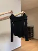 Elegante top de punto estilo francés, sin hombros, para mujer, nuevo suéter de otoño/invierno, moderno y versátil