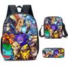 Mochila exclusiva transfronteiriça Baokemeng pokemon estudante mochila Pikachu mochila respirável e confortável de três peças