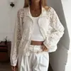 Jaqueta Feminina Jacquard de Renda Retrô Casual Francesa 2026 Outono/Inverno Novo Design Jaqueta Feminina Solta com Lapela