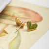 [Matcha Love] Aretes Pequeños Verdes Frescos y Exquisitos Pintura al Óleo Aretes de Primavera y Verano Clips para las Orejas Indoloros sin Agujeros en las Orejas