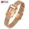 Reloj de Mujer Ofns Amazon Impermeable Lujo Ligero Cuadrado Pequeño Reloj de Cuarzo Casual de Negocios para Mujer Artículo Popular Transfronterizo