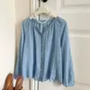 Camisa de Seda de Gelo Estilo Retro Francês para Férias 2026 para Mulheres, Peça de Roupa Externa de Manga Lanterna de Verão, Cardigan Top de Tamanho Grande para Ar Condicionado, Versátil