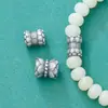 Prata Pura 999 Beads Cilíndricos com Padrão de Lótus em Prata Dura 3D Espaçadores Contas Soltas Material para Tecelagem Manual Acessórios para Joias DIY