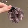 Pinza para el pelo pequeña de garra morada con pedrería y malla estilo coreano de alta gama para flequillo y cabello lateral, pinza para el pelo de princesa elegante, diaria