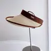 Decoración de Logo Pequeño, Bordes Elevados, Ala Ancha, Protección Solar, Sombrero de Copa Abierta para Mujer, Sombrero de Sol Casual Versátil de Verano, Sombrero de Sol para Viajes al Aire Libre