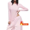 Comercio Exterior Clima Frío Comercio Exterior Transfronterizo Camiseta de Terciopelo Shu Fu Cuello Redondo Manga Larga Hombro Normal Corte Ajustado Versátil para Mujer Capa Interior Capa Base