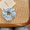 Anillo de Pelo de Onda de Punto Azul Crema Satín Intestino Grueso Cuerda para el Cabello de Mujer Niña Flor de Cabello Linda Accesorios para el Cabello Cuerda para el Cabello