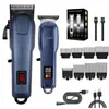 Conjunto de Aparador de Pelos Multifuncional Elétrico, Aparador de Cabelo Masculino, Lâmina em T, Aparador de Cabelo Sem Fio com Display LED