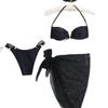 Nuevo Bikini Negro de Amazon 2022 Estilo Tweed Cintura Alta Hombros Descubiertos En Stock Talla Única. Separa