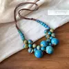 Collar de cerámica con cuentas de estilo étnico para mujer, cadena larga vintage bohemia para suéter, gargantilla de diseño nicho