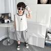Vestido Infantil Meninos Vestido de Verão terno 2025 Novo Estilo Bebê Sem Mangas Vestido de Verão Fino Menino Legal Bonito Conjunto de Duas Peças