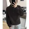 Sudadera de Terciopelo con Hilo Estilo Retro Americano 260g Primavera y Otoño Casual Diseño de Color Sólido Cuello Semi Alto Versátil Cálido