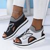 Zapatos Casuales de Malla de Gran Tamaño Transfronterizos para Mujer 2026 Nuevos Zapatos con Suela Gruesa de Punta Abierta Sandalias de Moda Bordadas Tejido Volador Talla 43