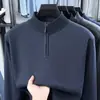 Comércio Exterior 2026 Suéter de Tricô Espesso com Forro de Fleece Meia-Zip Masculino Inverno Novo Estilo Peça Única Fleece Camisa Base Quente