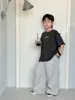 Ropa infantil Aimobebe, camiseta de algodón con estampado de letras para niños, para niños mayores, camiseta Odel Little Ice, cómoda camiseta de manga corta para niños