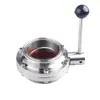 Válvula Borboleta de Aço Inoxidável 304 de Instalação Rápida, Acoplamento de Conexão Rápida Tipo Abraçadeira Manual Sanitário de Grau Alimentício para Descarga de Material, Resistente à Poeira, Resistente a Altas Temperaturas