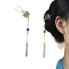 Hecho a mano por Shanmu: "Escuchando la Lluvia bajo las Flores" - Pasador de Pelo con Borla Floral Estilo Antiguo en Forma de U, Nuevo Pasador de Pelo Estilo Chino, Accesorio para el Cabello Hanfu