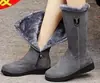 Moda Nueva Primavera/Verano 2026 Talla Grande Casual Forrados de Felpa Cálidos Botas Largas Tacón Bajo Cómodos Zapatos de Algodón Transfronterizo