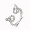 Anillo de Alas de Ángel de Moda Estilo Coreano para Celebridades de Internet, Alas Abiertas con Incrustación de Diamante de Circonita, Anillo de Cola Alas de Ángel