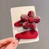 Grampo de cabelo infantil roxo estilo artístico vintage para meninas estilo marrom laço de tecido BB clipe acessórios para cabelo para meninas clipe de borda