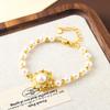 Pintura al óleo original vintage Palacio Flor de Gota de Aceite Pulsera de Perlas Verano para Mujer Pulsera de Lujo Ligero Traje de Pendientes