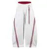 Pantalones Casuales de Doble Capa con Parche Interior Rojo, Bloques de Color Rayados Estilo Retro Americano para Hombres y Mujeres con un Diseño Holgado de Pierna Ancha