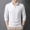 Sudadera DeRong para hombre de 320 g, nuevo modelo otoño 2026, camisa base para hombre de negocios casual de mediana edad con media cremallera y cuello alto