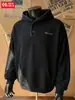 Sudadera con capucha de peso pesado y bloques de color de 400 g, estilo primavera, bordado de letras, sudadera con media cremallera, chaqueta holgada de moda Q