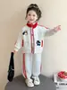 Sudadera de cuello alto para niña, conjunto de otoño, conjunto casual deportivo de dos piezas elegante para niños de primavera y otoño, ropa exterior para bebé