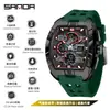 Reloj Deportivo Sanda de Doble Pantalla para Estudiantes de Secundaria, Montañismo al Aire Libre, Hora Mundial, Resistente al Agua, Cuenta Atrás, Versátil, Elegante Reloj Electrónico