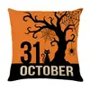 Conjunto de Capas de Almofada Decorativas de Linho para Casa de Halloween com Combo de Capa de Almofada de Sofá de Cabeça de Abóbora Engraçada