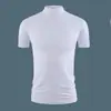 Camiseta de Manga Corta para Hombre, Cuello Medio Alto, Algodón Puro, Corte Ajustado, Nuevo Estilo de Verano, Camisa Blanca para Hombre, Camiseta Básica, Ropa para Hombre, Moderna