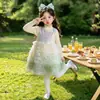 Conjunto de Vestido de Pastel Degradado de Manga Larga de Otoño para Niñas 2026 Nuevo Vestido de Princesa Infantil Conjunto de Dos Piezas Moda de Celebridad de Internet Ropa para Niños