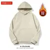 Blusões com Capuz Espessos Forrados com Fleece de Algodão Chinês 420g para Homens e Mulheres, Moletons de Cor Pura, Uniformes de Classe Soltos, Roupas de Trabalho Estampadas