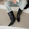 2026 Botas de Moda Tendencia Otoño/Invierno Nuevas Botas Vintage con Hebilla de Tacón Alto para Mujer, Elegantes y Adelgazantes Botas de Media Pantorrilla y Botines