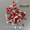 Decoraciones Rojas Chinas Mixtas para Uñas, Mini Pedrería Brillante Serie Roja de Año Nuevo con Parte Trasera Plana, Accesorios Irregulares para Uñas Forma de Ojo de Caballo