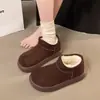 Botines Retro de Suela Gruesa para Mujer 2026 Nueva Llegada de Invierno Felpa Cálida Peludos Zapatos Birkenstock Cuero y Piel Integrados Botas de Nieve