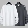 Camiseta masculina de manga comprida para outono e inverno, marca da moda, corte solto, espessa, camiseta básica casual, moletom estampado de gola redonda para jovens estudantes